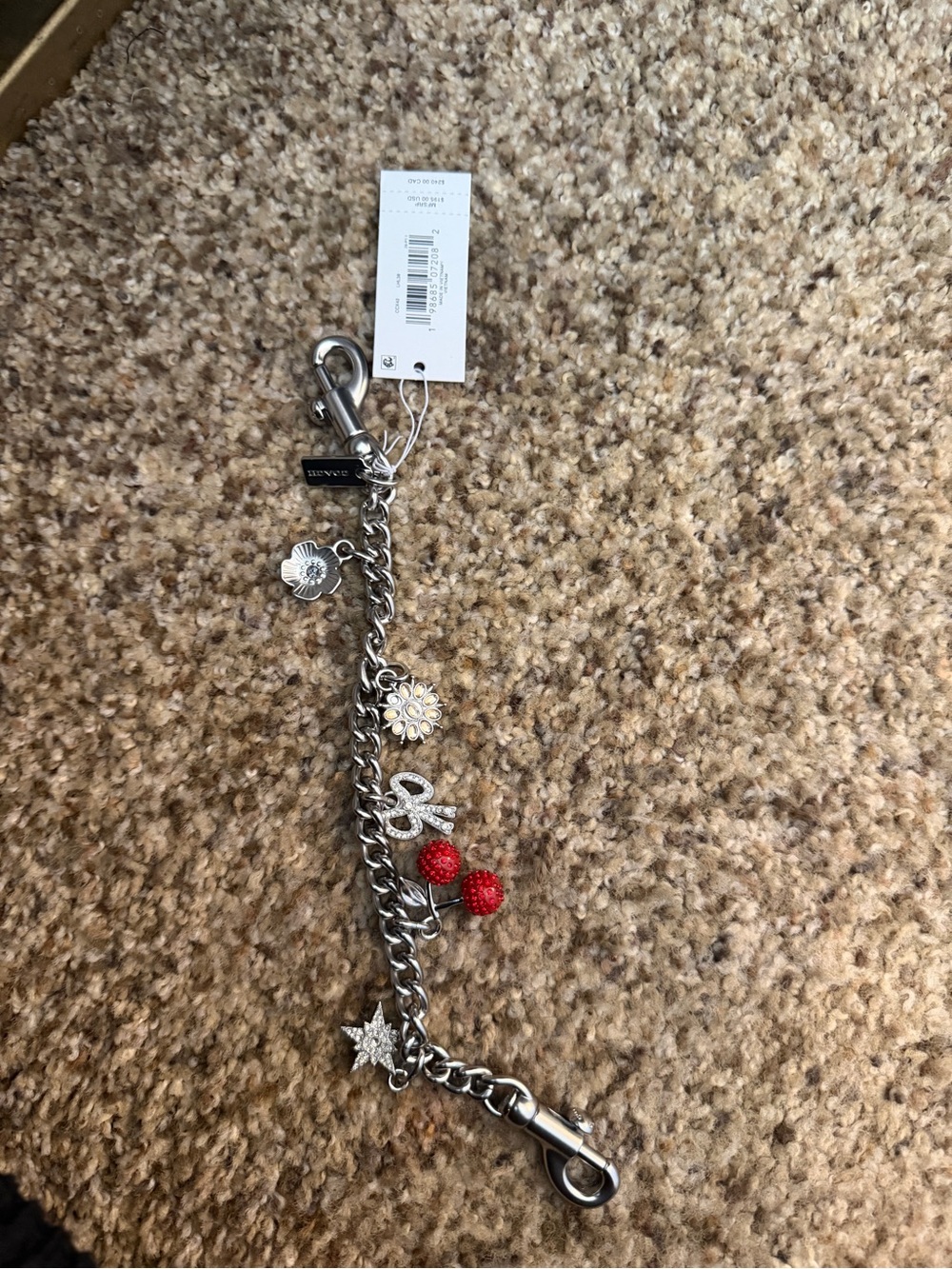 NWT Coach Silver Multi-Charm Chain Bag Accessory / Keychain
